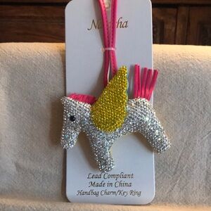 NEW - Sparkly Horse with Sparkly Yellow Wings Bag Charm.